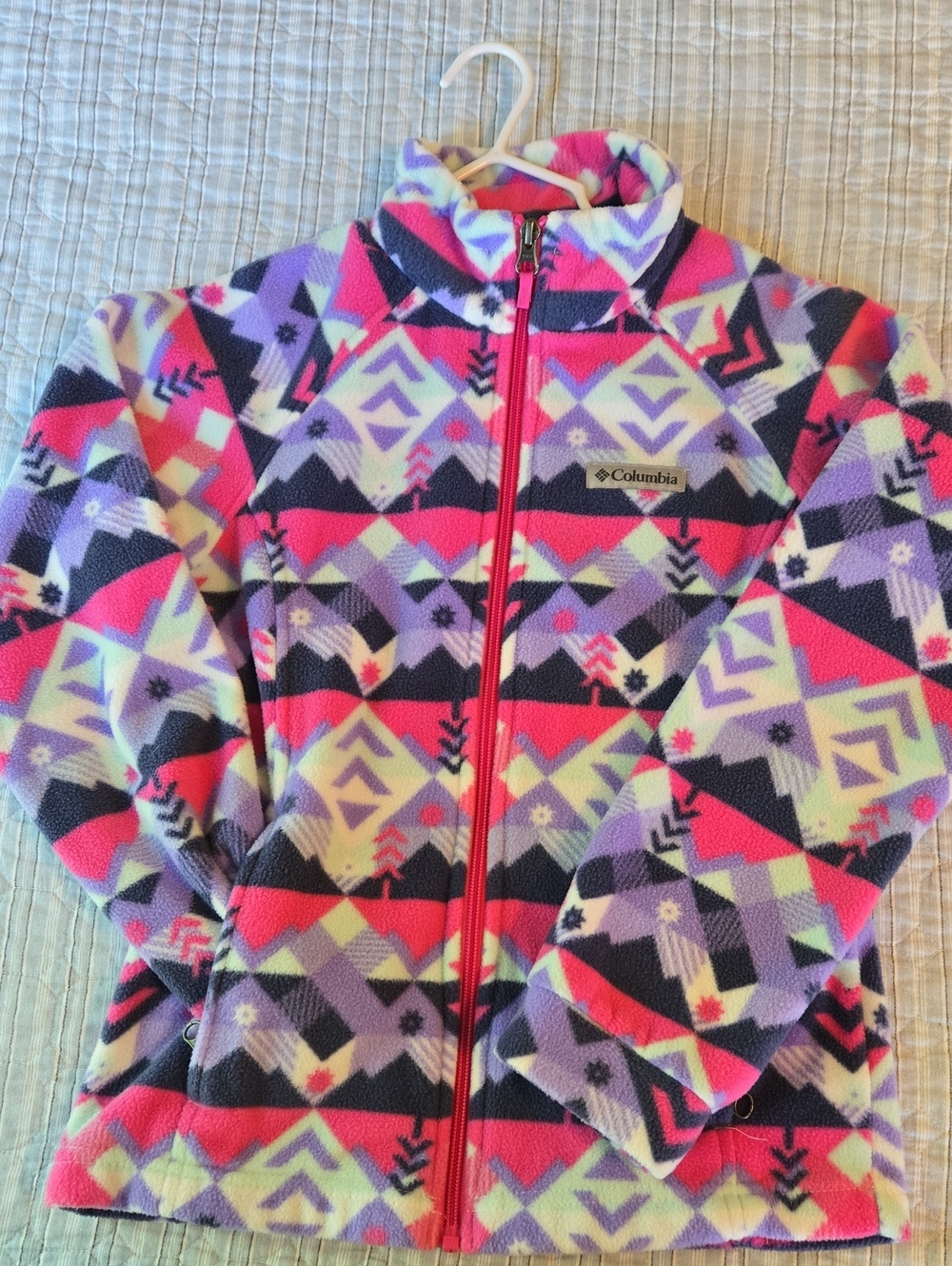 Columbia Pink & Purple Geometric Fleece Jacket